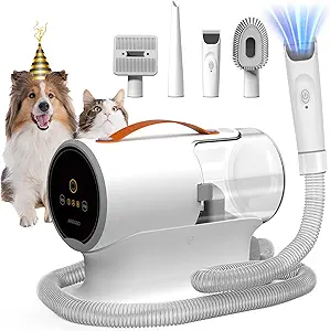 AIRROBO Dog Grooming Vacuum Kit, 12000Pa Strong Suction, 2L Capacity, Quiet Pet Hair Remover PG100